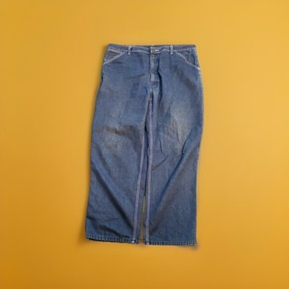 Vintage Roebucks Carpenter Jeans Blue Denim Workwear Pants 36x30 - Picture 2 of 6